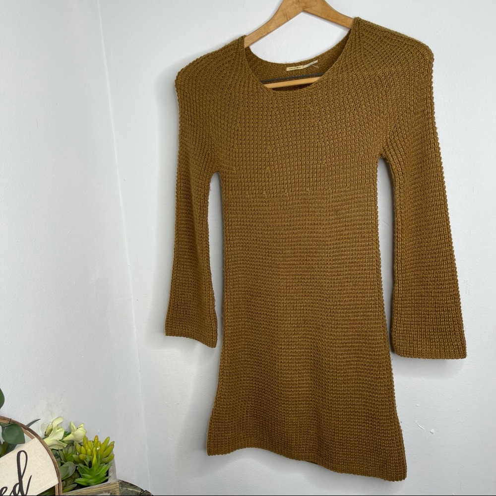 MAX STUDIO Brown Wool Alpaca Mohair Knit Flare Sleeves Sweater Dress Size M